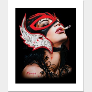 Mask girl smoking Posters and Art